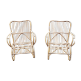 Fauteuils rotin design Louis Sognot