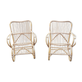 Rattan armchairs design Louis Sognot