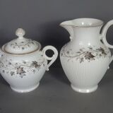 Ancien service à café 8 pcs porcelaine décor peint de pampres vers 1900