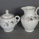 Old coffee set 8 pcs porcelain decoration painted with grapefruit around 1900