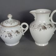 Old coffee set 8 pcs porcelain decoration painted with grapefruit around 1900