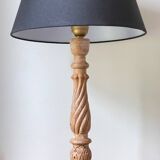 Carved wood lamp