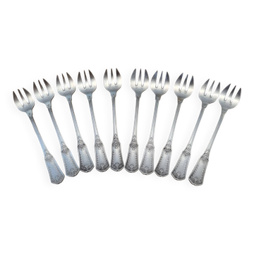 10 fourchettes à huîtres argent début XXéme