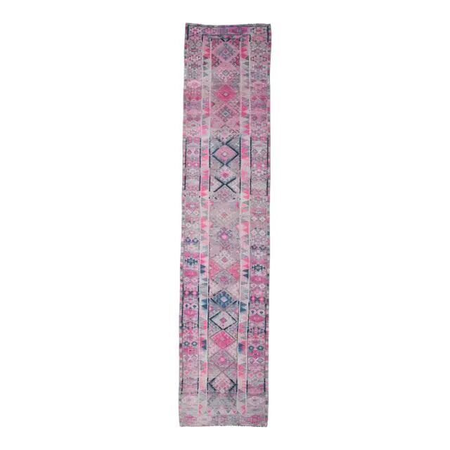 Vintage Turkish Oushak Handmade Runner 86x406 cm