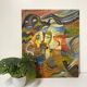 Tableau abstrait moderne de J. Delbrouck