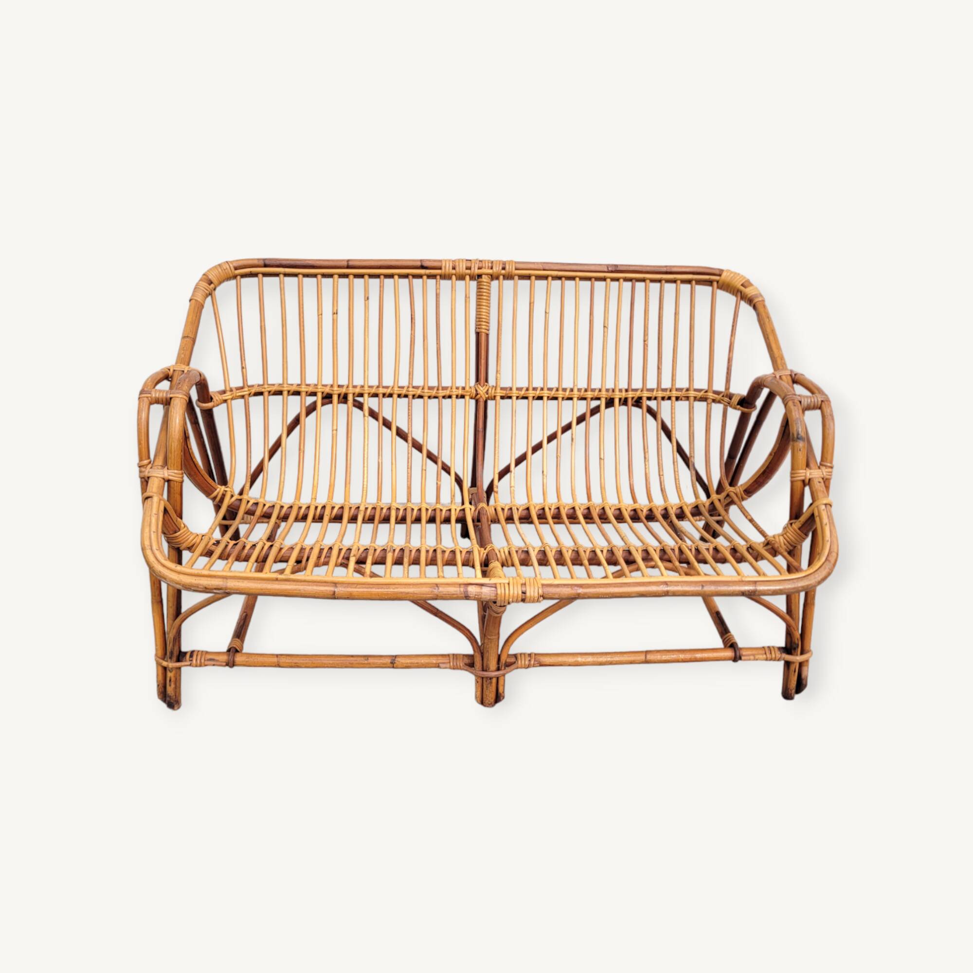 Vintage bench or rattan sofa 1960