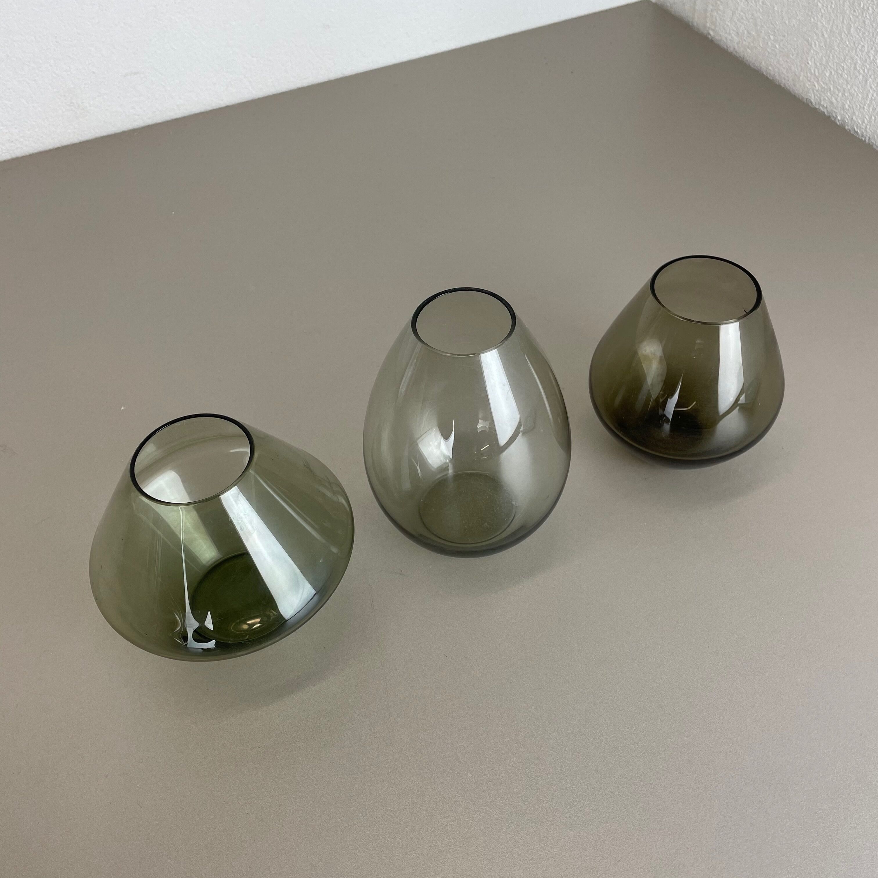 Set of Three Turmalin Vases Wilhelm Wagenfeld Wmf Attributed, Germany 1960s
