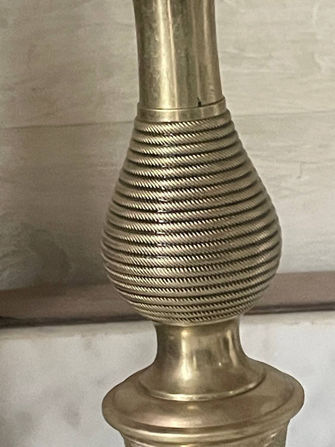 Antique pair of gilded bronze candlesticks