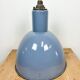Bauhaus blue enamel industrial pendant lamp, 1950s