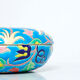 Large round box turquoise blue Art Deco Emaux de Longwy 1950