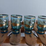 Small blue and gold liquor glass