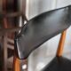Set of 4 wooden and black and white imitation leather chairs, Scandinavian chair