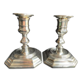 Pair of candlesticks in silver metal regency style