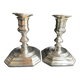 Pair of candlesticks in silver metal regency style