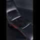 Scandinavian modern black leather and red wool reversible chaise lounge from Westnofa, Norwegian