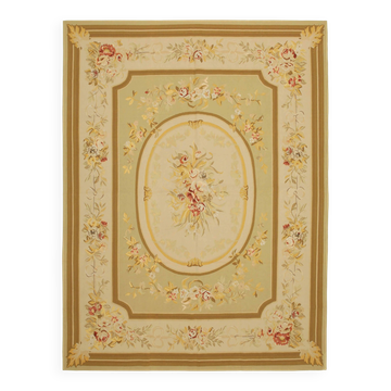 Handmade European Vintage Aubusson Kilim 273 cm x 364 cm