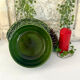 Christmas serving bowl, French BCI holly ceramic bowl, green glazed