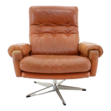 1970s leather swivel armchair by Nili Stoppmobler, Denmark