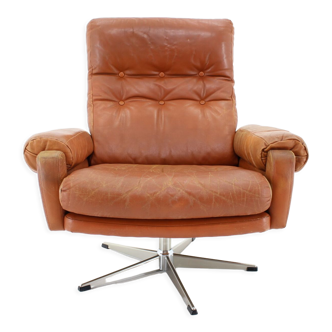 1970s leather swivel armchair by Nili Stoppmobler, Denmark