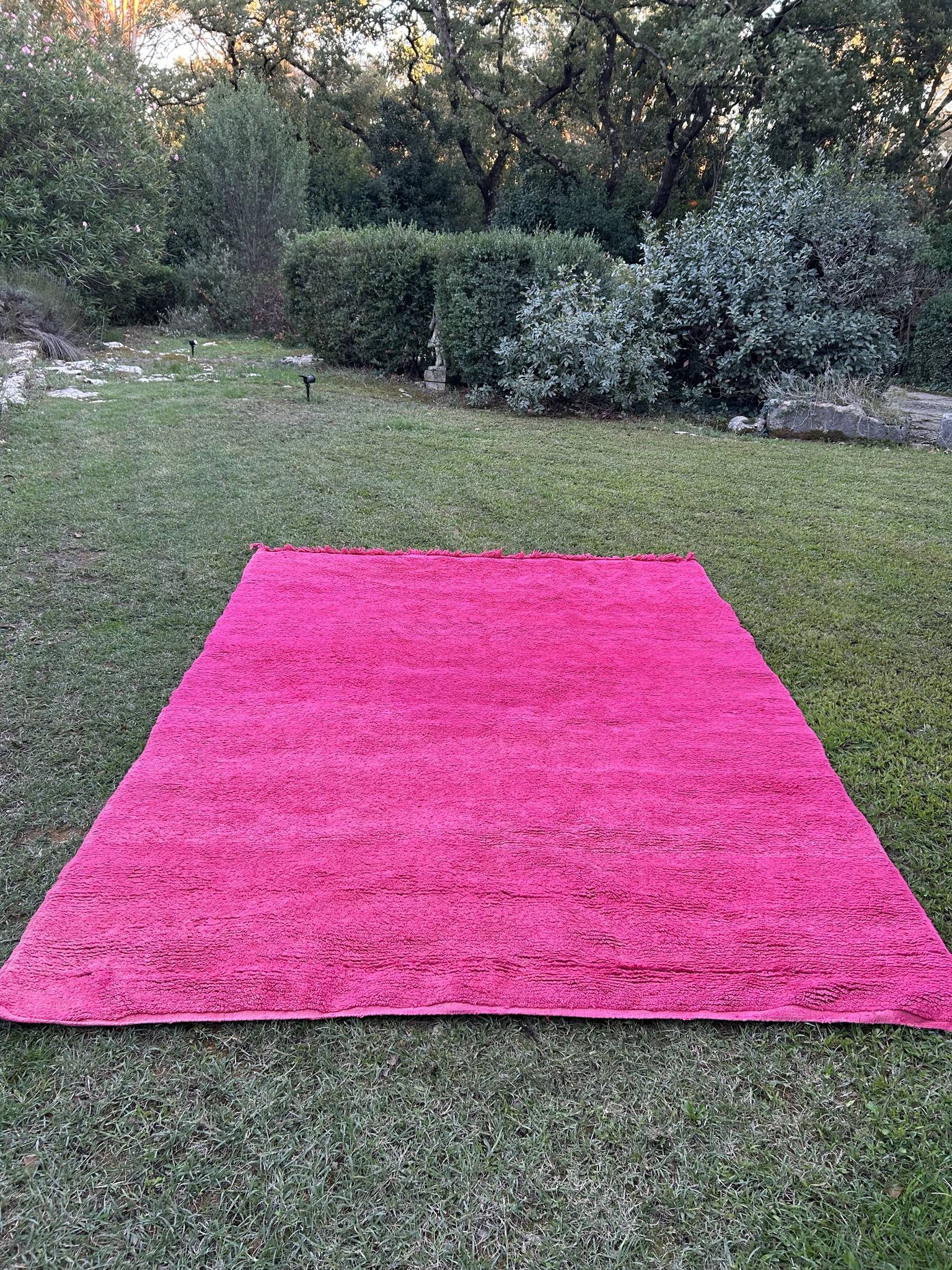 Large vintage pink wool rug
