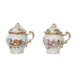 Pair of cfh gdm porcelain cream jars in limoges
