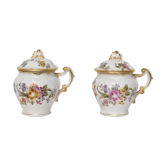 Paire de pots à crème en porcelaine cfh gdm à limoges