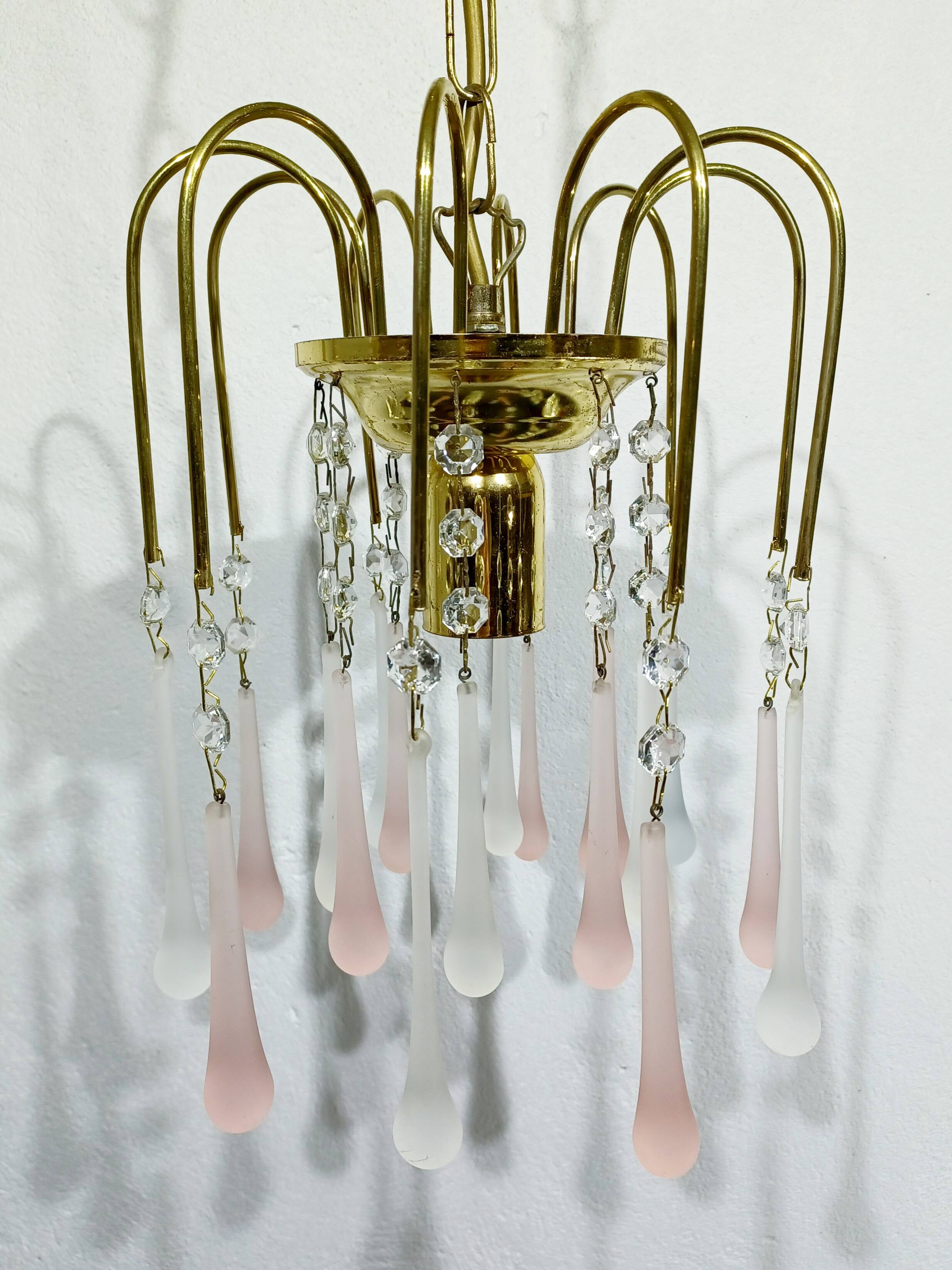 Murano Chandelier Gold Metal 1 Light