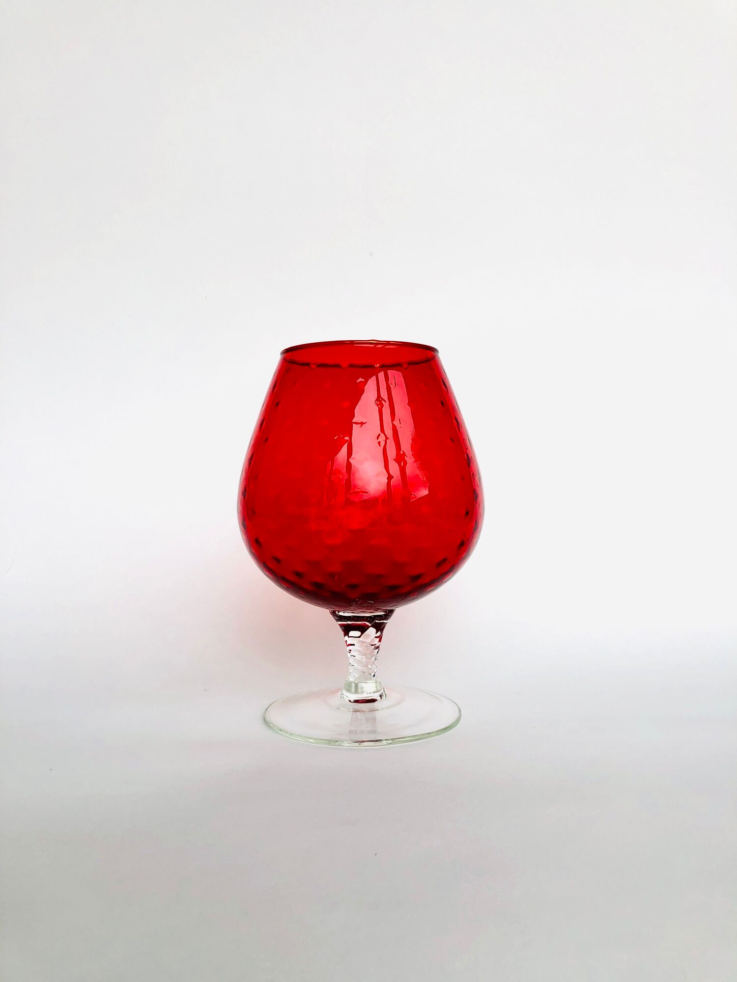 Red textured glass vase from the 60s 70s, Italy, Empoli