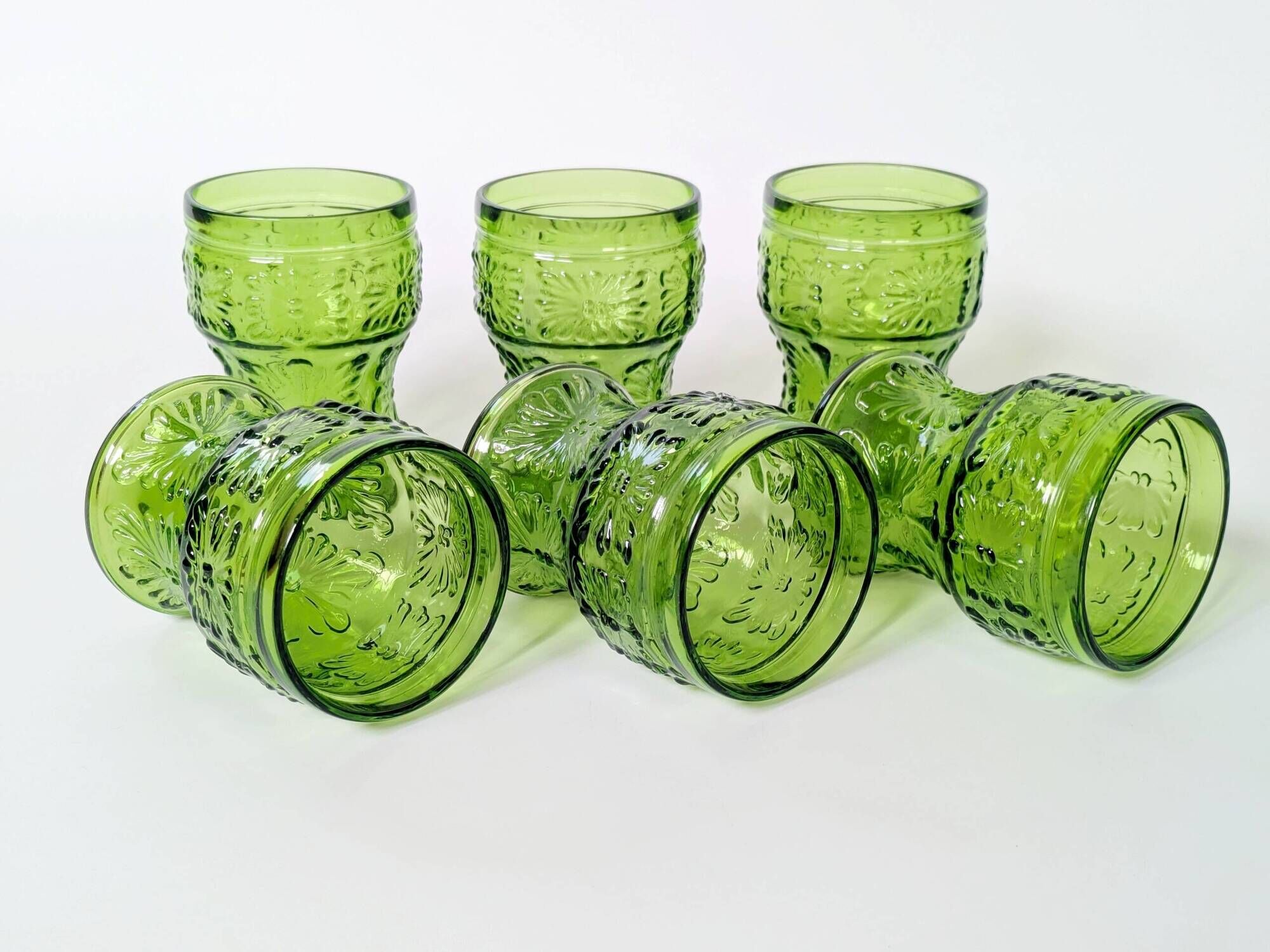 Set of 6 Bormioli tempered glass tumblers, Italy, 1970s