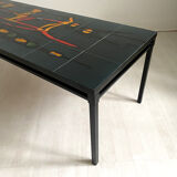 60's enamelled ceramic and metal coffee table