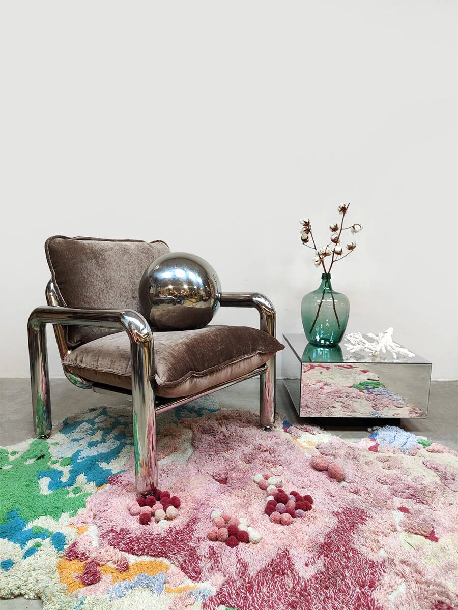 HKliving chrome armchair lounge chair 'velvet brown'