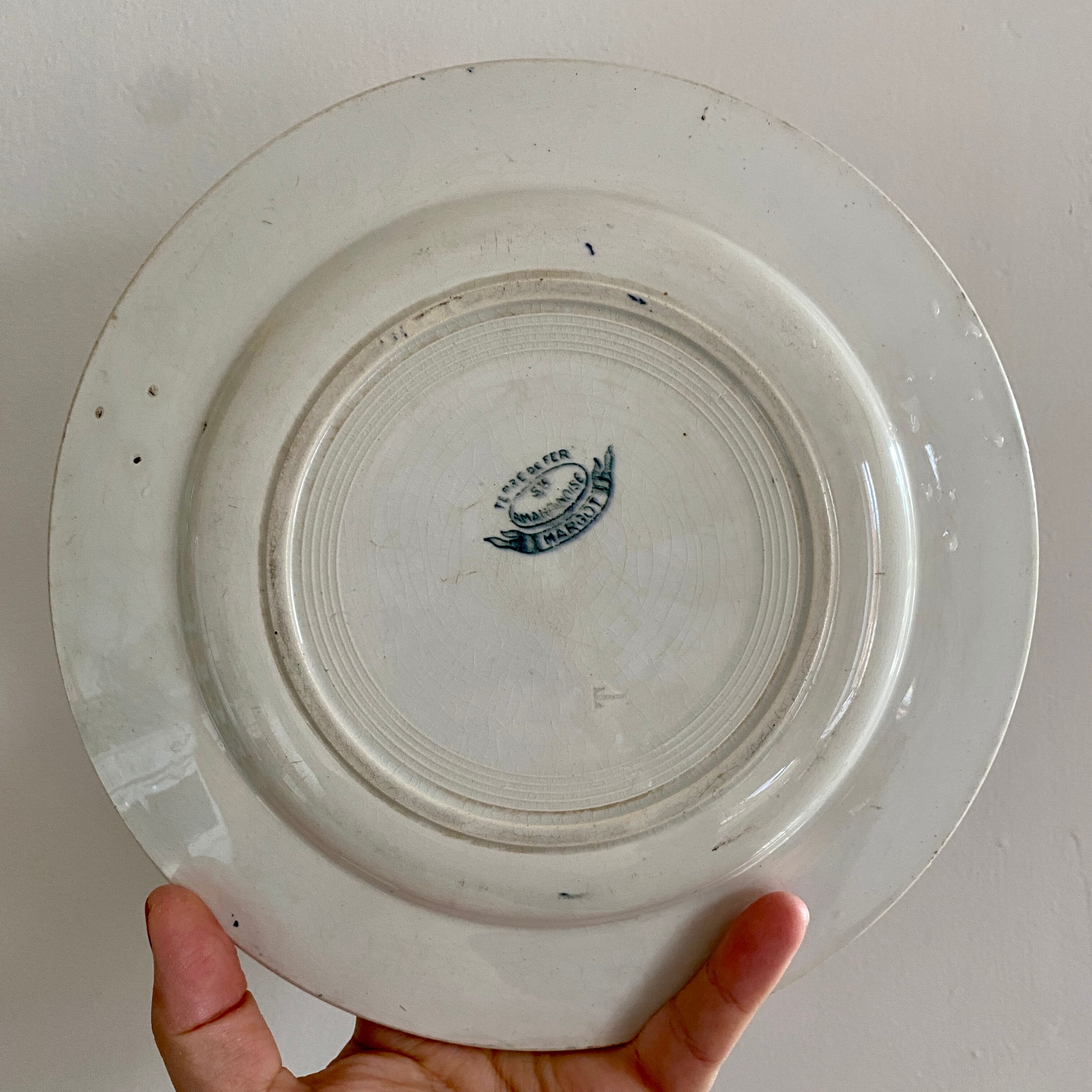 Lot dépareillé de 6 assiettes plates en terre de fer