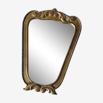 Miroir doré en bois perlé