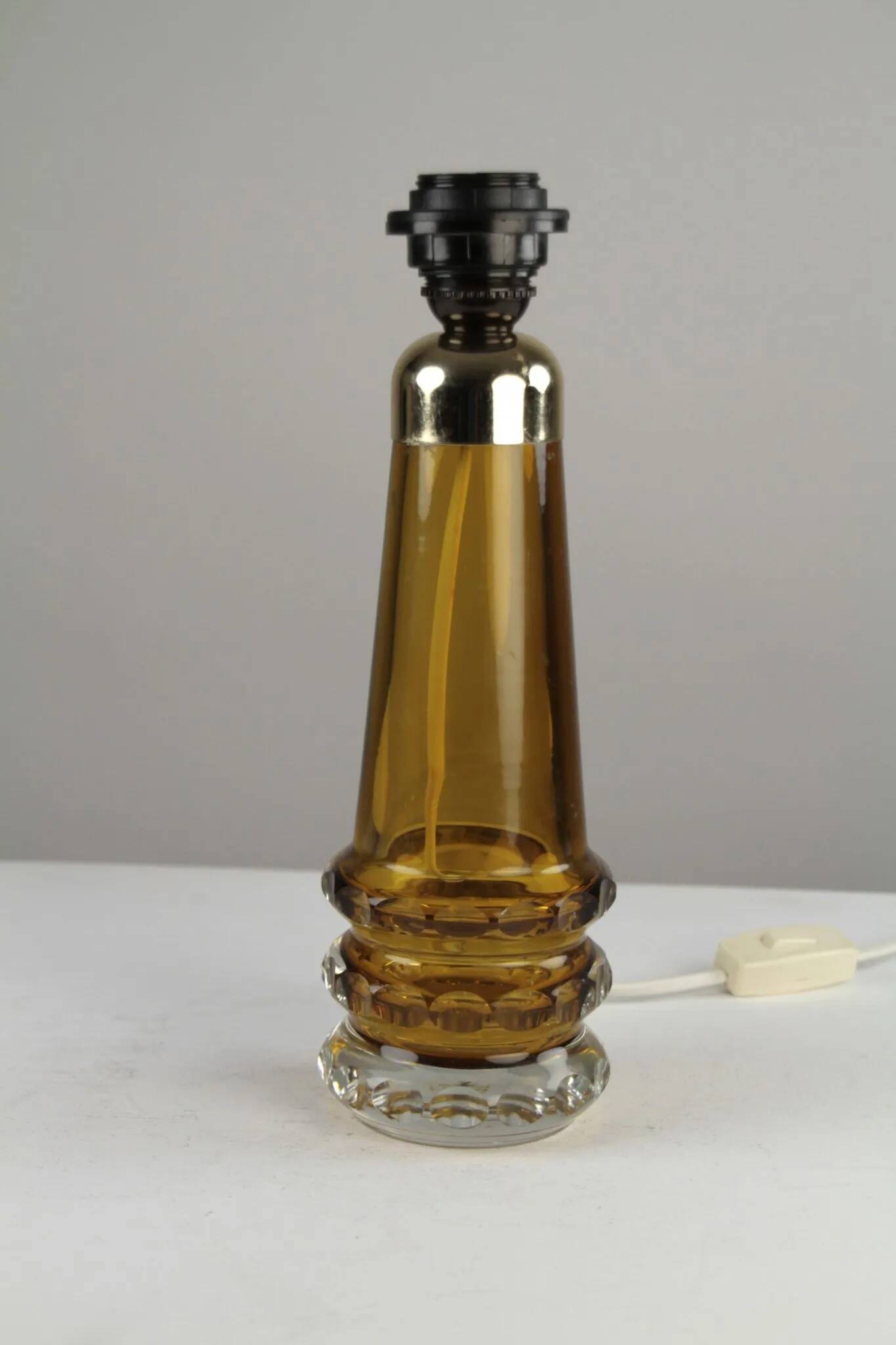 Amber & Clear Glass Table Lamp – Sweden, 1960s/1970s
