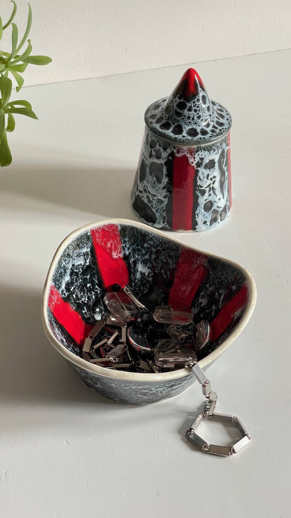 Vintage Vallauris ceramic candy and sugar bowl