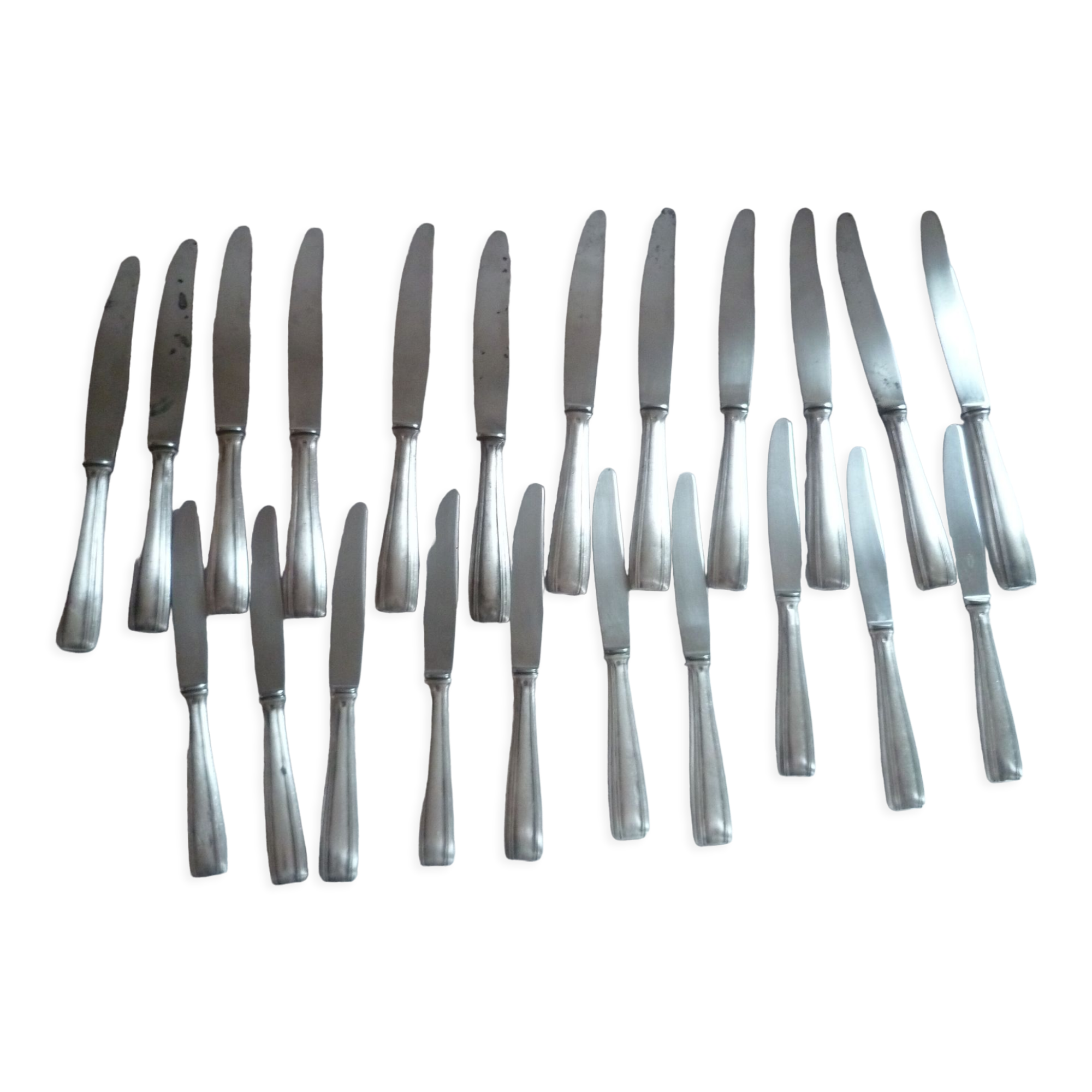 Ens. 12table knives 10 dessert knives in food. silver vintage style