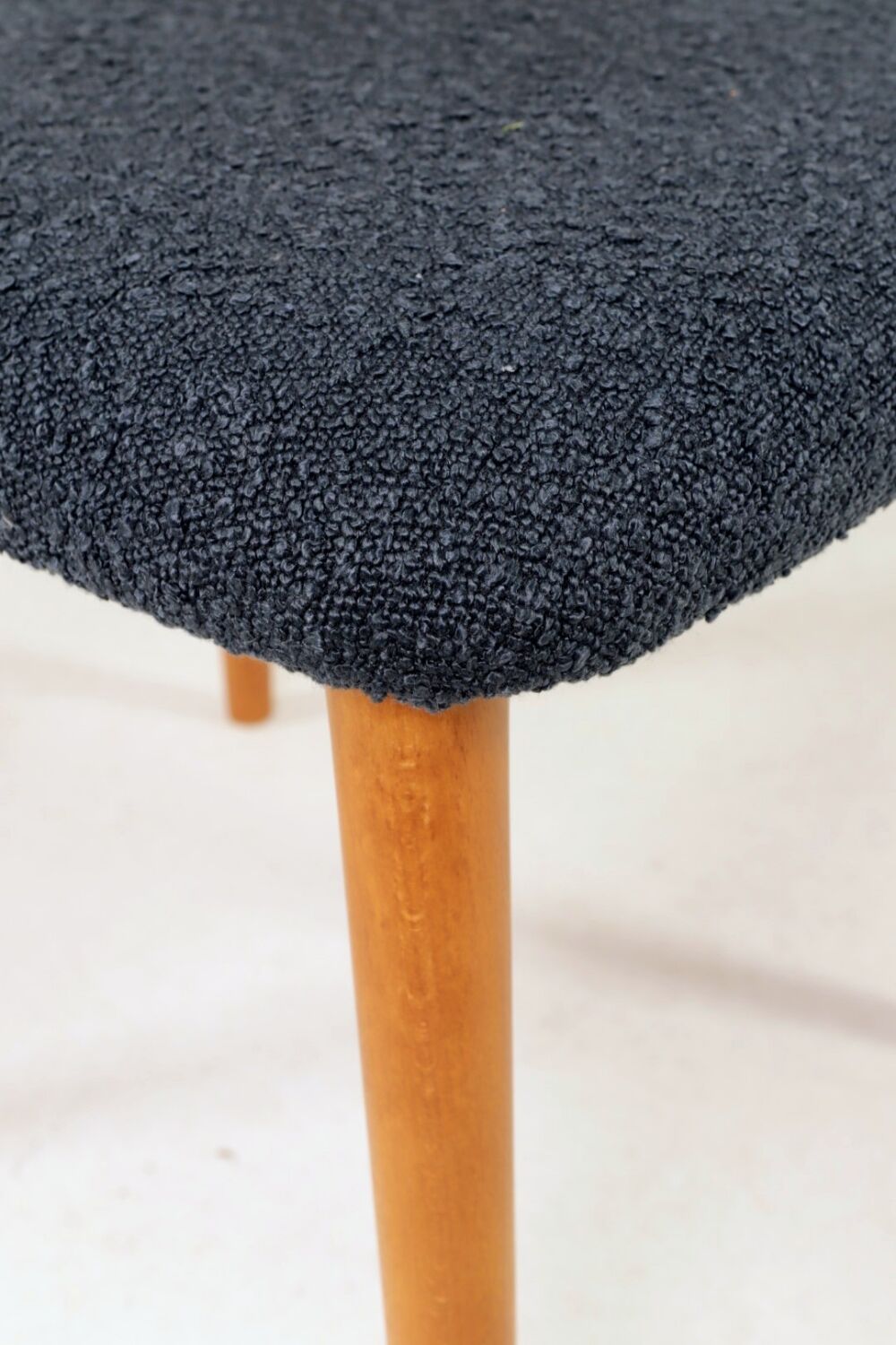 Vintage Scandinavian boucle navy blue chairs set of 4
