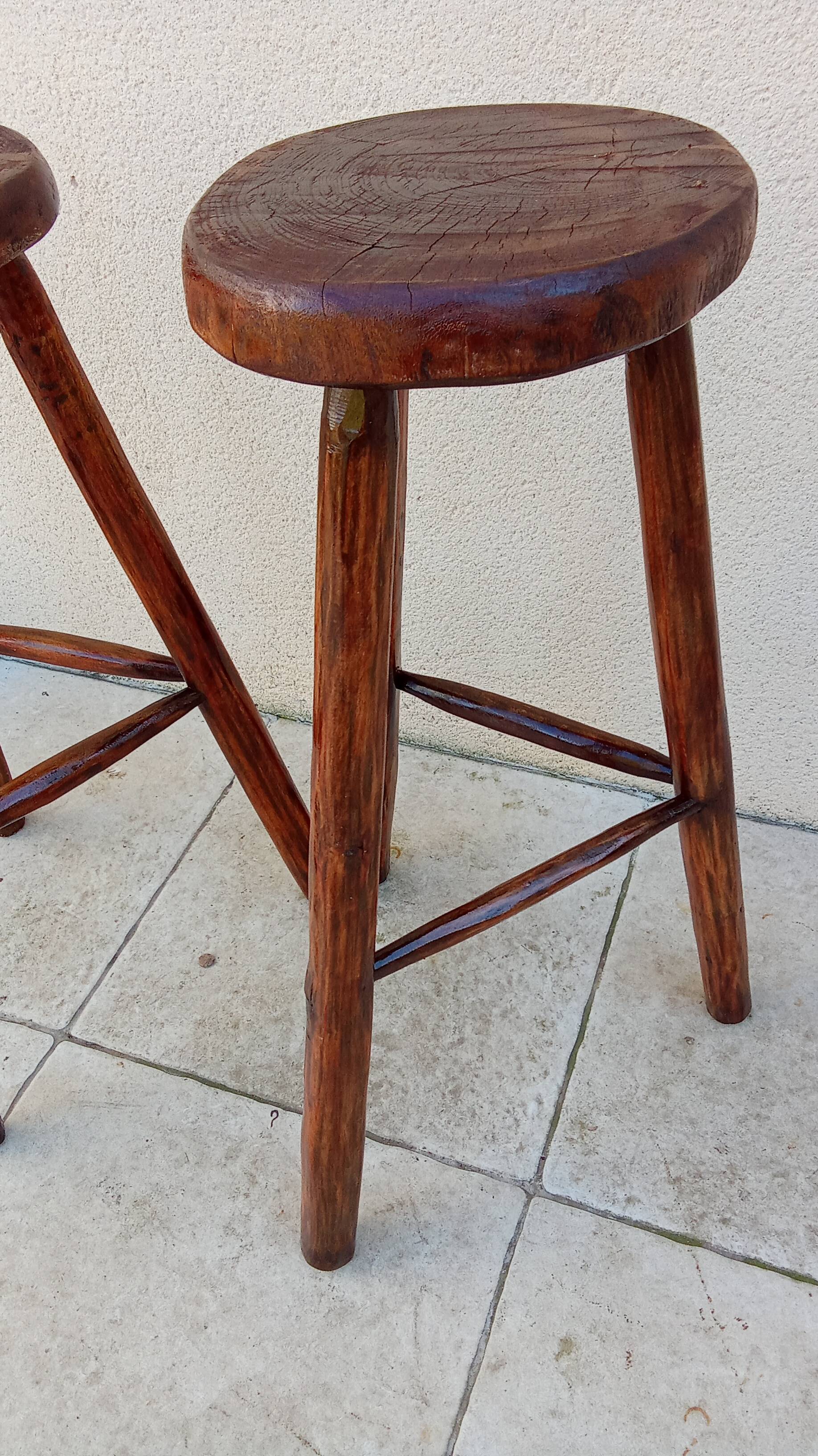 Pair of vintage brutalist high stools