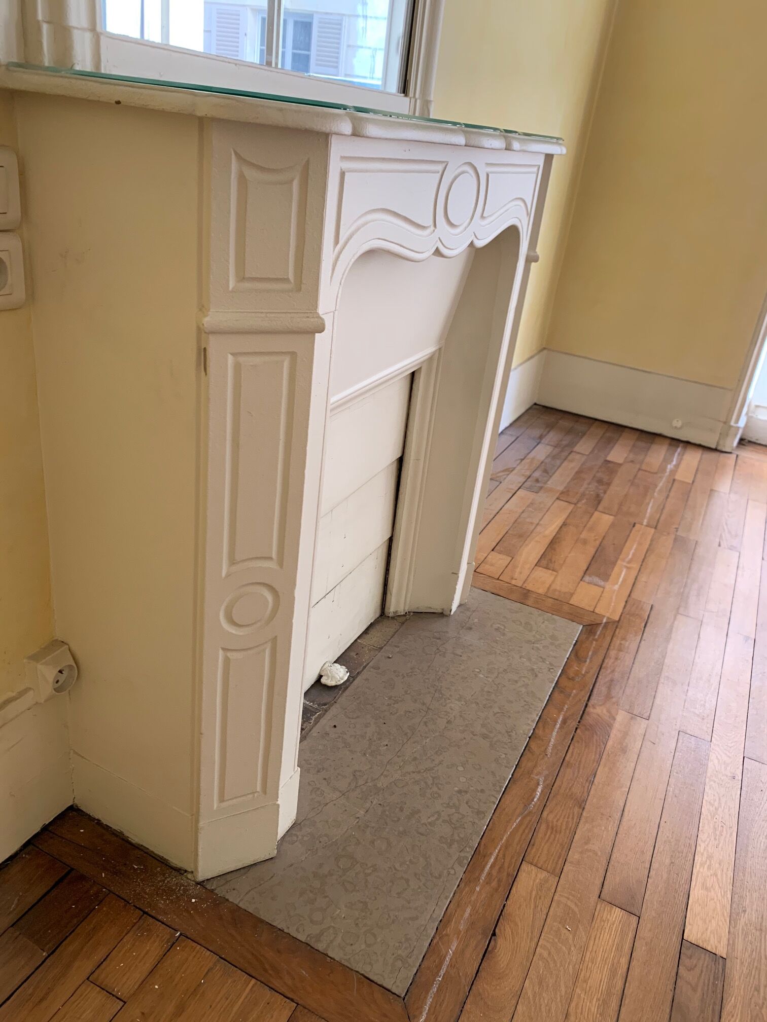 Painted marble fireplace