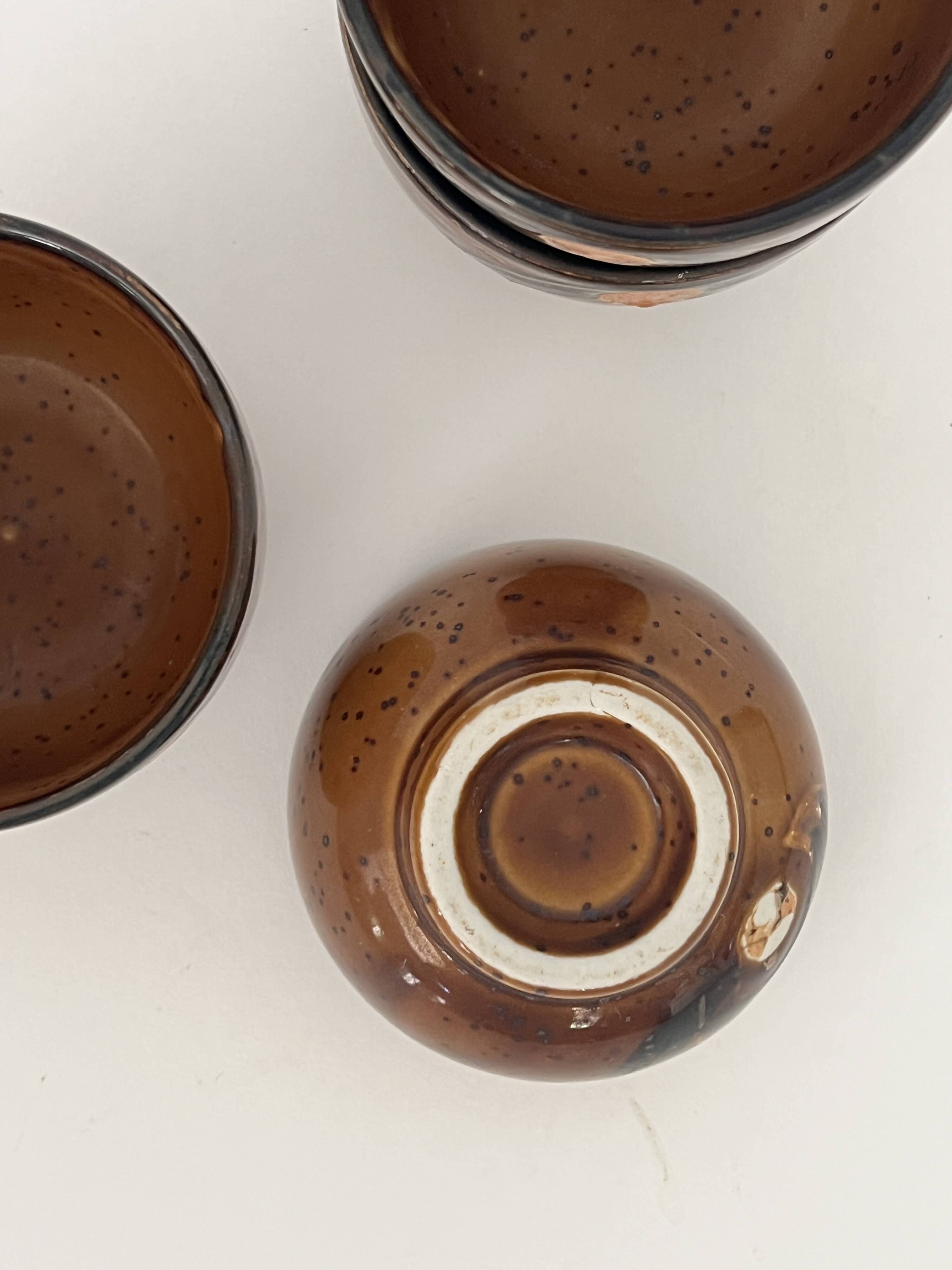Set of 4 ceramic cups, Japanese pottery, circa 1960/70