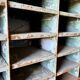 Large double-body industrial shelf in patinated metal – t furniture