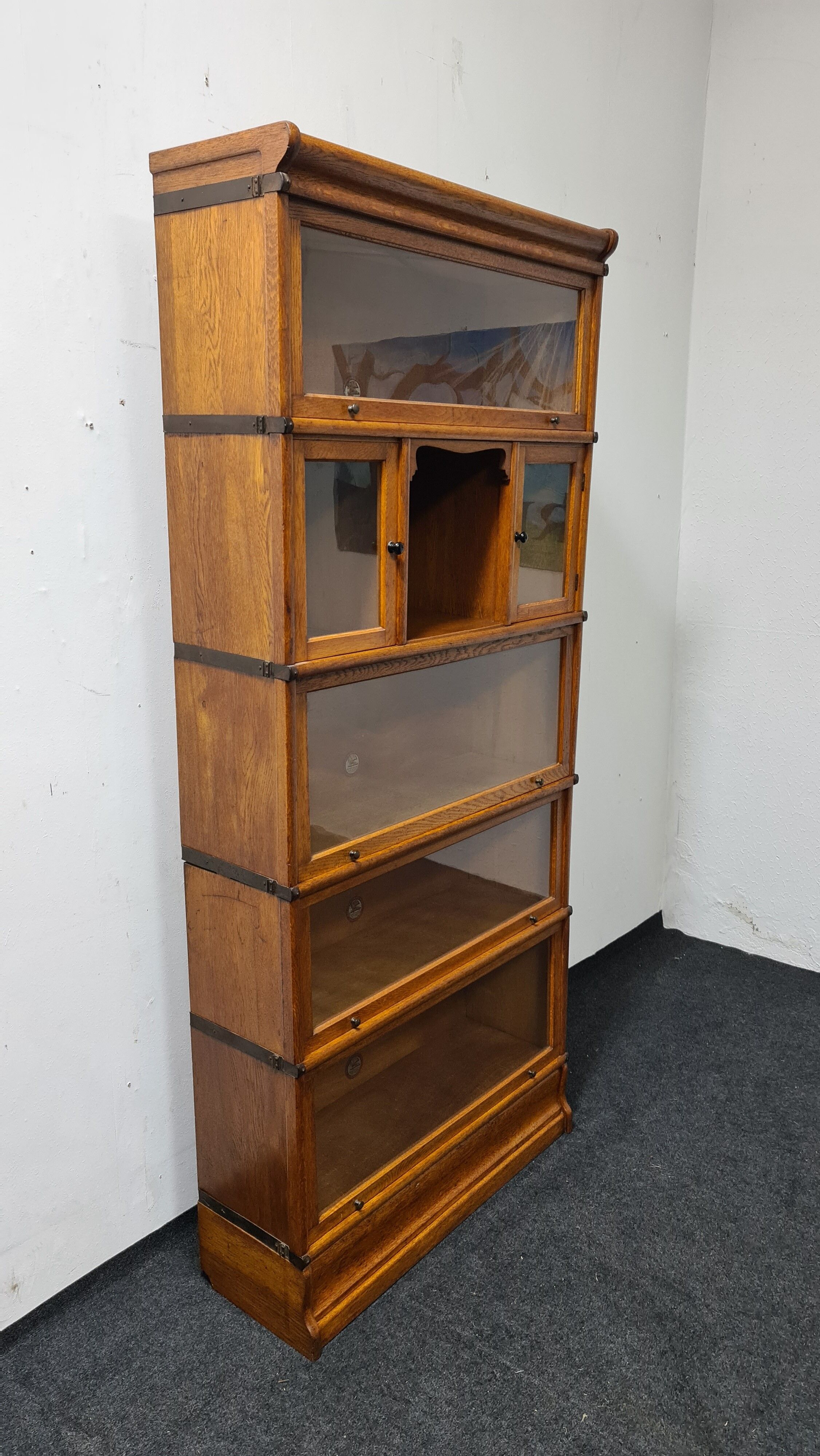 Bibliothèque Barristers en chêne vintage par Heinrich Zeiss Allemagne