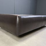 Leather and travertine coffee table attr to Desede, 1970s