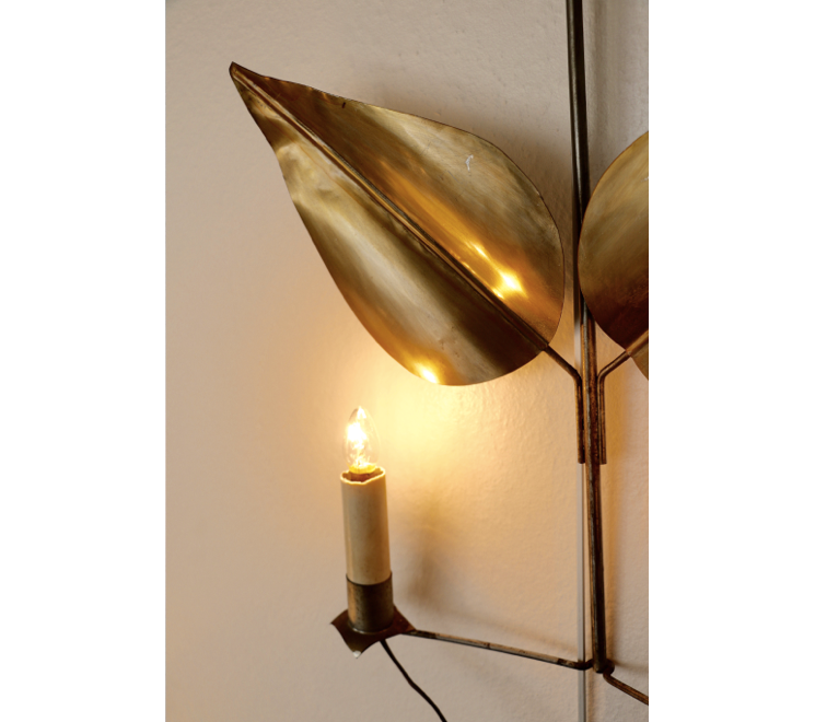 Early 1970s brass flower-shaped wall light