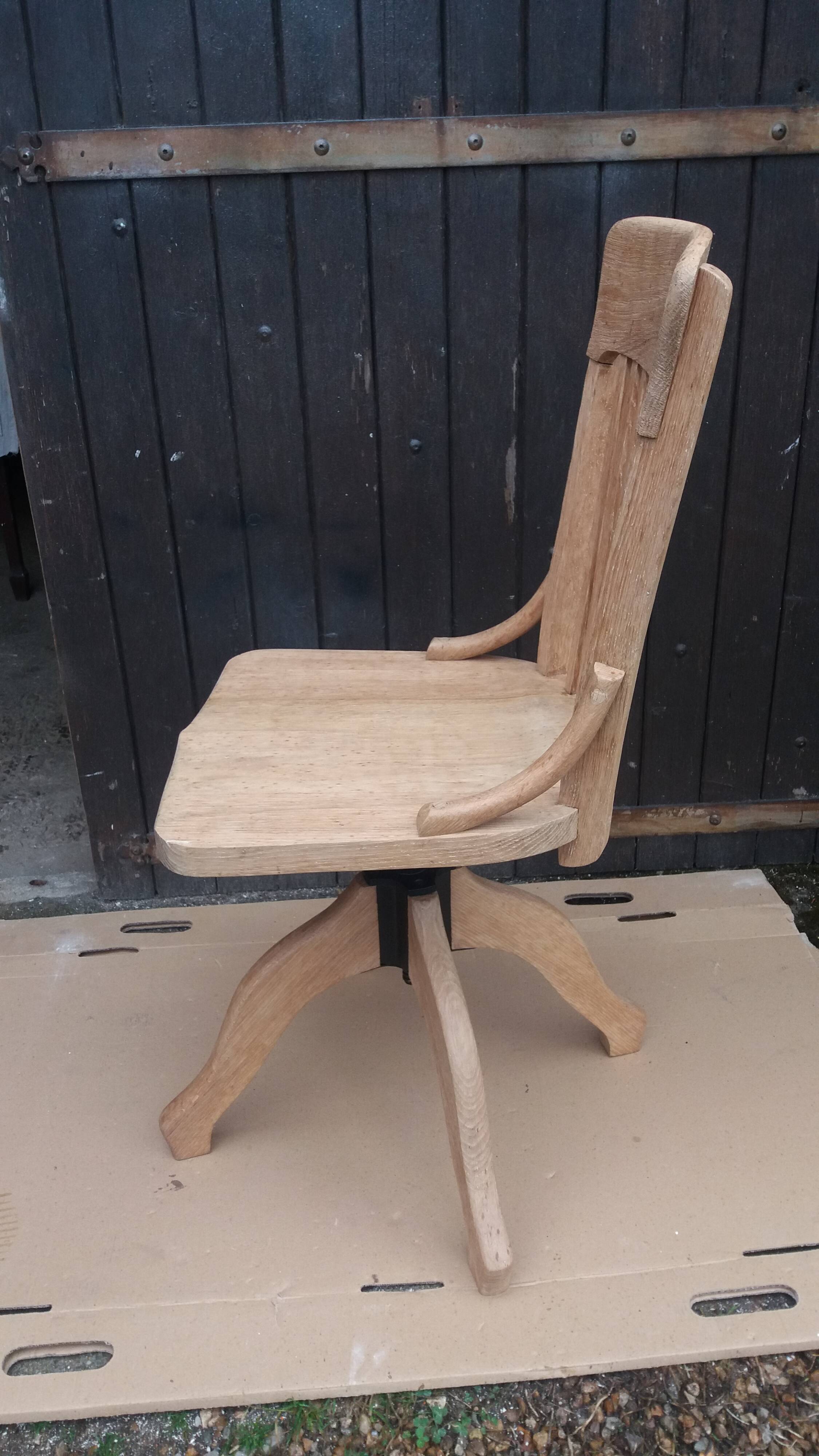 Solid oak swivel office chair