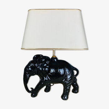 Black ceramic elephant lamp jungle style