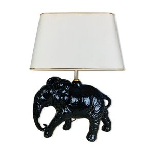 Lampe éléphant céramique noire