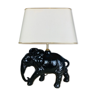 Lampe éléphant céramique noire style jungle