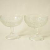 Vintage footed dessert bowls in molded glass - fruit motifs
