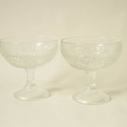 Vintage footed dessert bowls in molded glass - fruit motifs